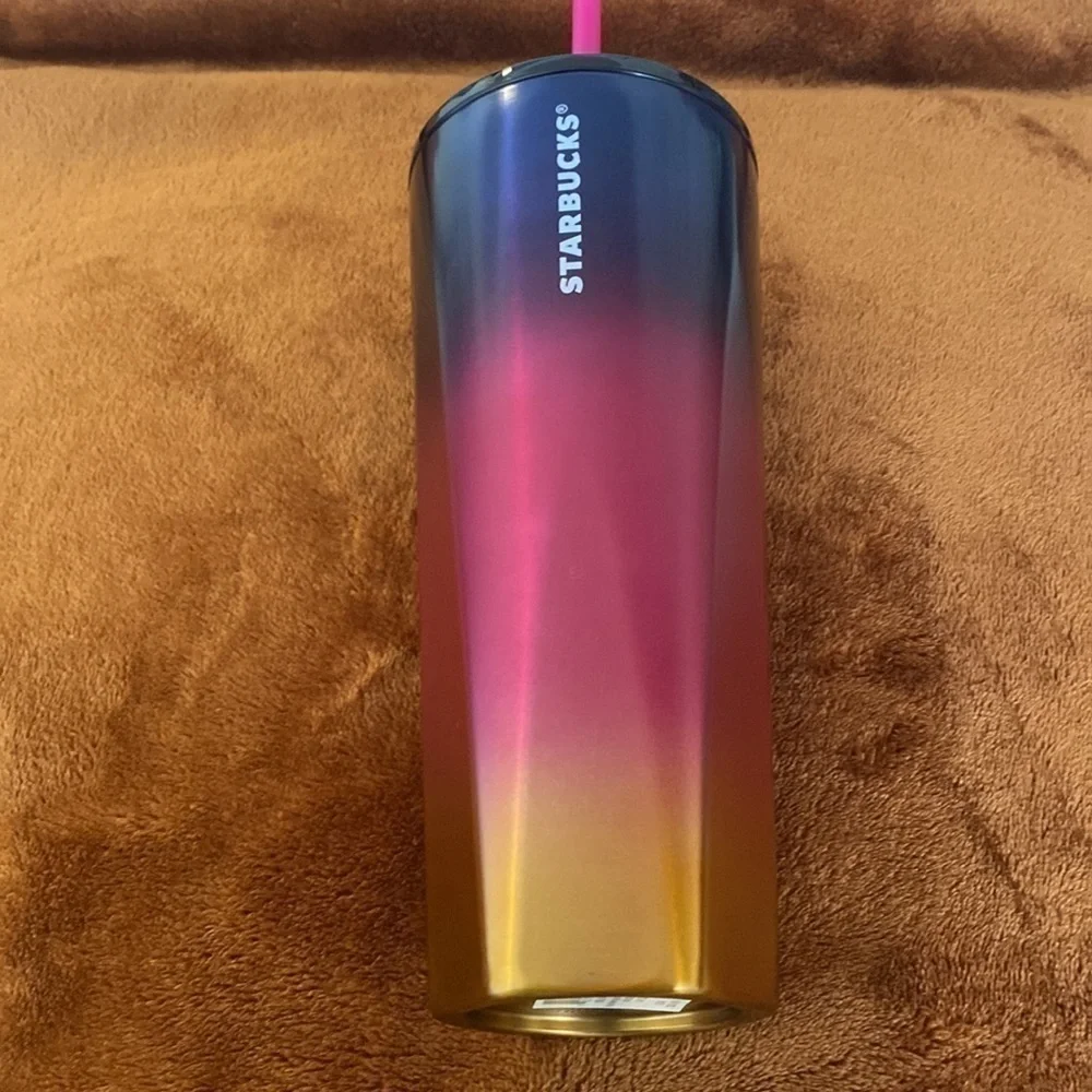 Starbucks 2022 Summer Geometric Pink, Berry, Gold Ombre Tumbler